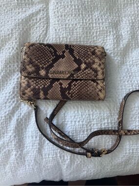 Michael Kors Snake-Print Crossbody Bag in Brown Tones